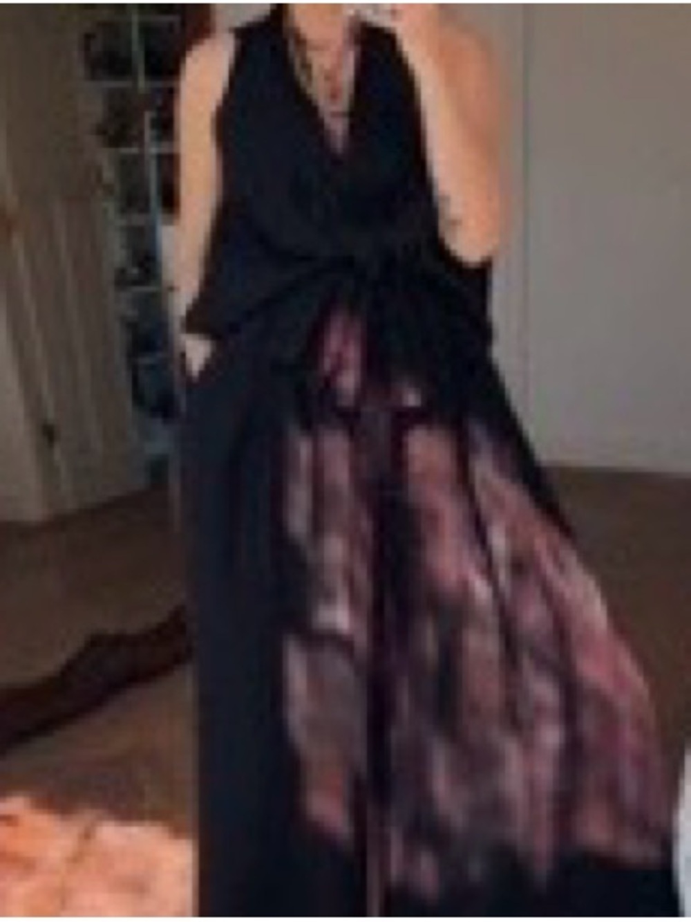 Black Sheer Tie-Waist Boousr & Wide Leg Pants Set
